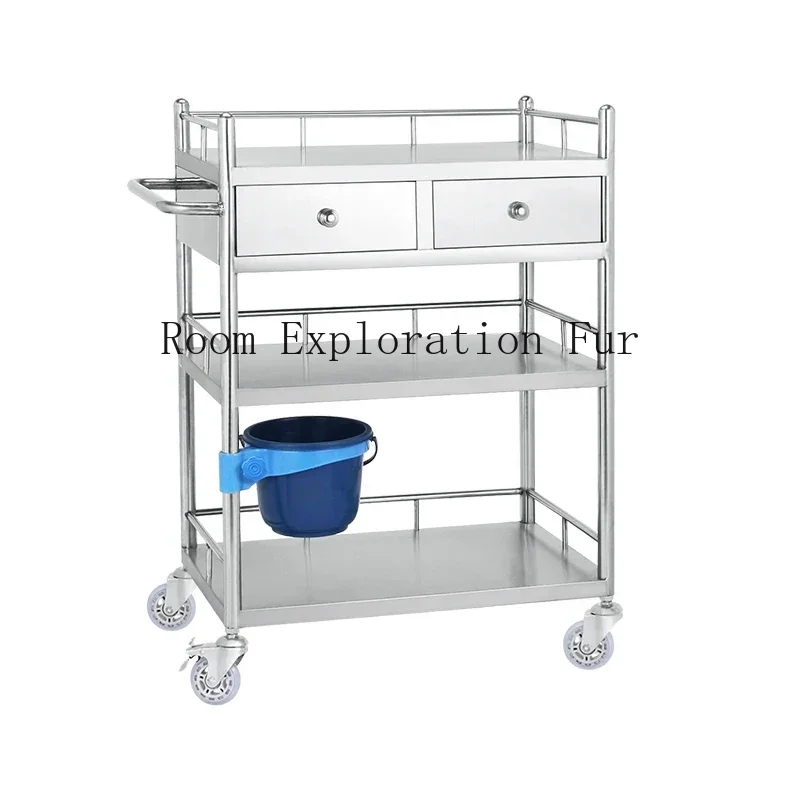 Stainless Utility Salon Trolley Medical Drawers Storage Tool Salon Trolley Tattoo Cart Carrito Auxiliar Furniture BL50SF