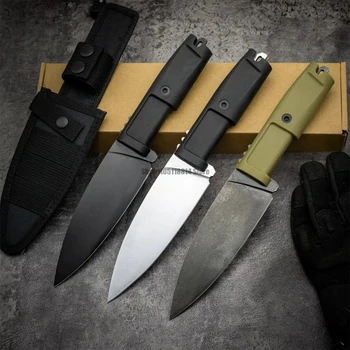 Coltello da Campeggio con Lama Dritta in Acciaio, Manico G10, Impugnatura Antiscivolo in Gomma, Acciaio Inossidabile