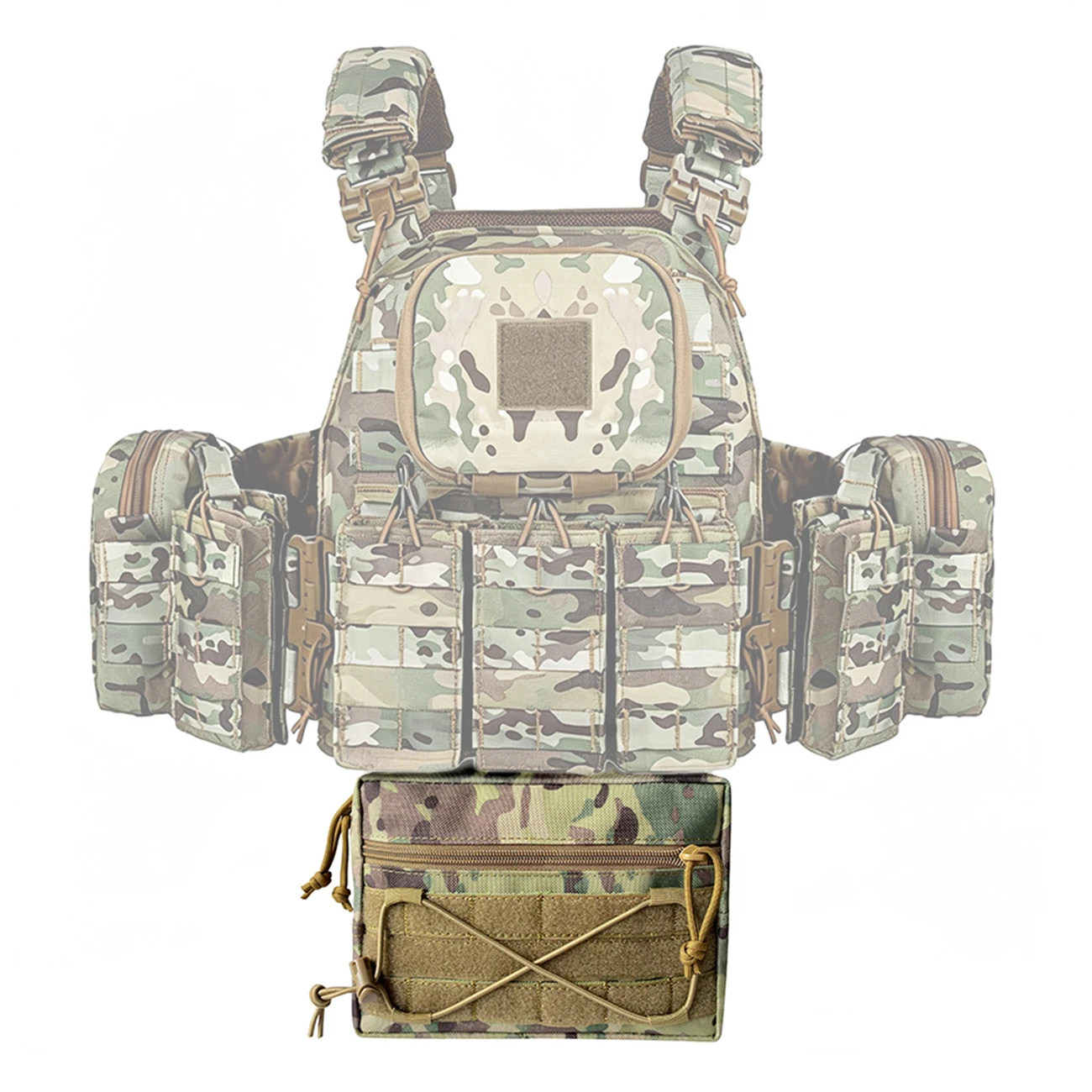 Camouflage Utility Pouch Multi‑compartment Organizer Bag for Backpack Vest Attachment Outdoor Storage Waist Accessories Bag
