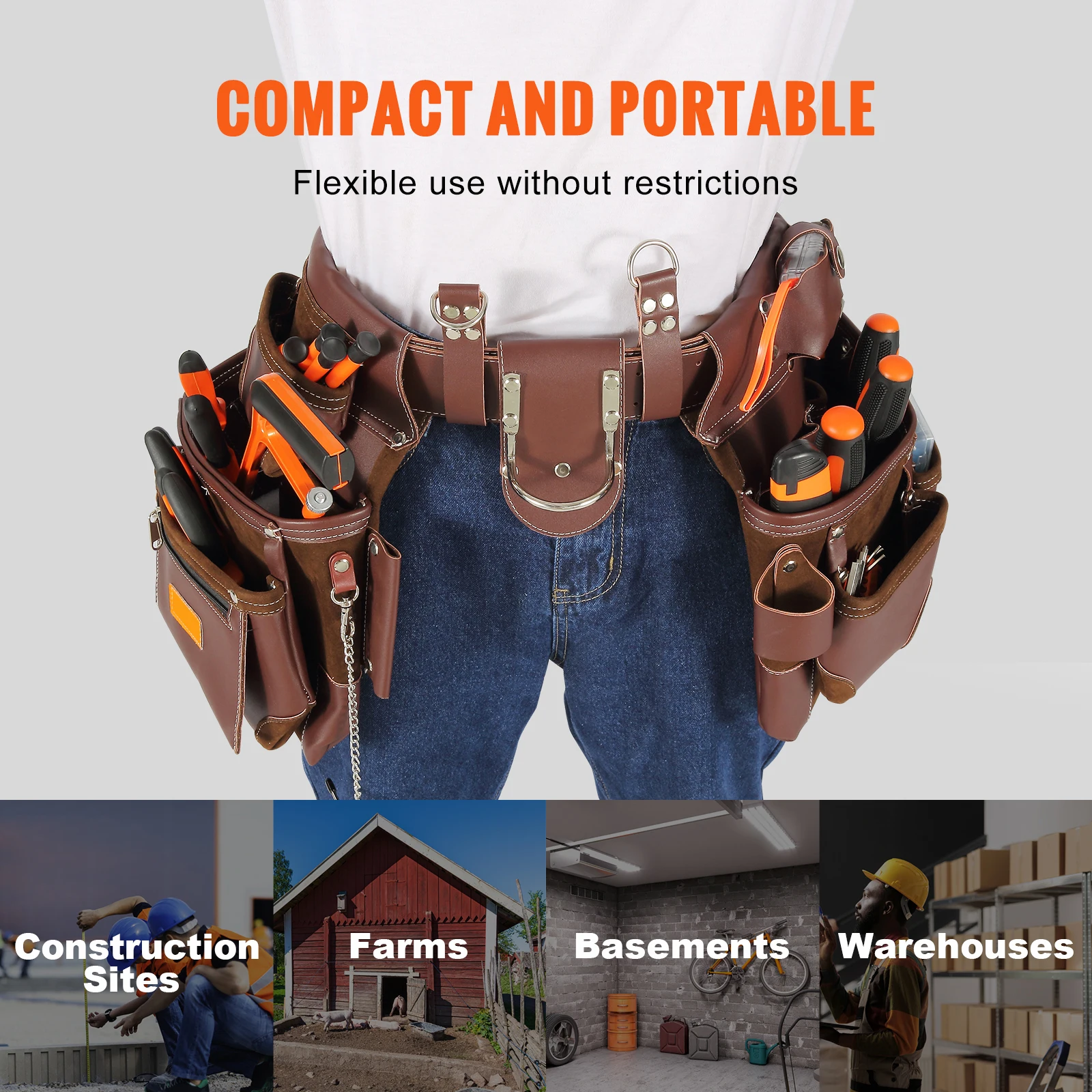 SucceBuy 22 Pockets Tool Waist Belt Bag Adjust Detachable PU Tool Pouch Bag for Electrician Carpenter Handyman Woodworker