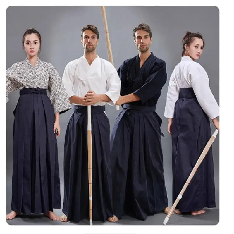Japanese Dobok Ties Sets,Kendo Iaido Aikido Hapkido Hakama Martial Arts Uniforms,For Men Women,Size XXS-3XL