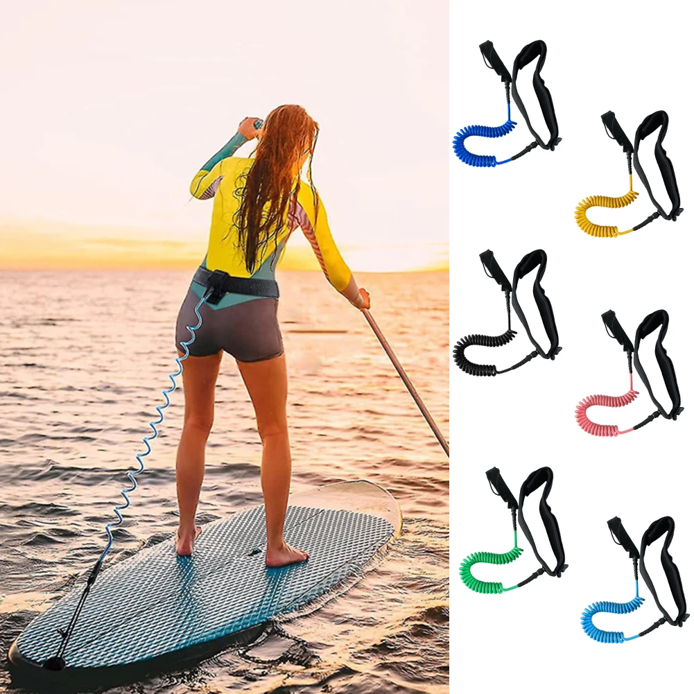 서핑용 안전 허리 로프, 최대 인장 길이, 최대 10 피트 코일 끈, SUP 서핑보드, 스탠드 패들 보드용 허리 끈 벨트