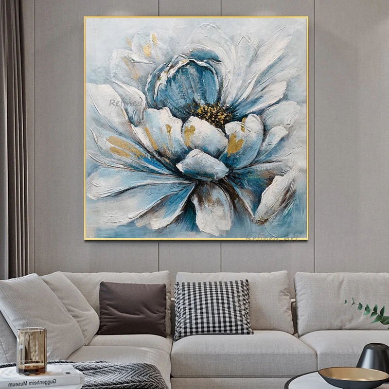 

Handmade Oil Paintings Canvas Wall Art Decoration Modern Abstract Flower for Home Living Room Decor Rolled Frameless Unstretched