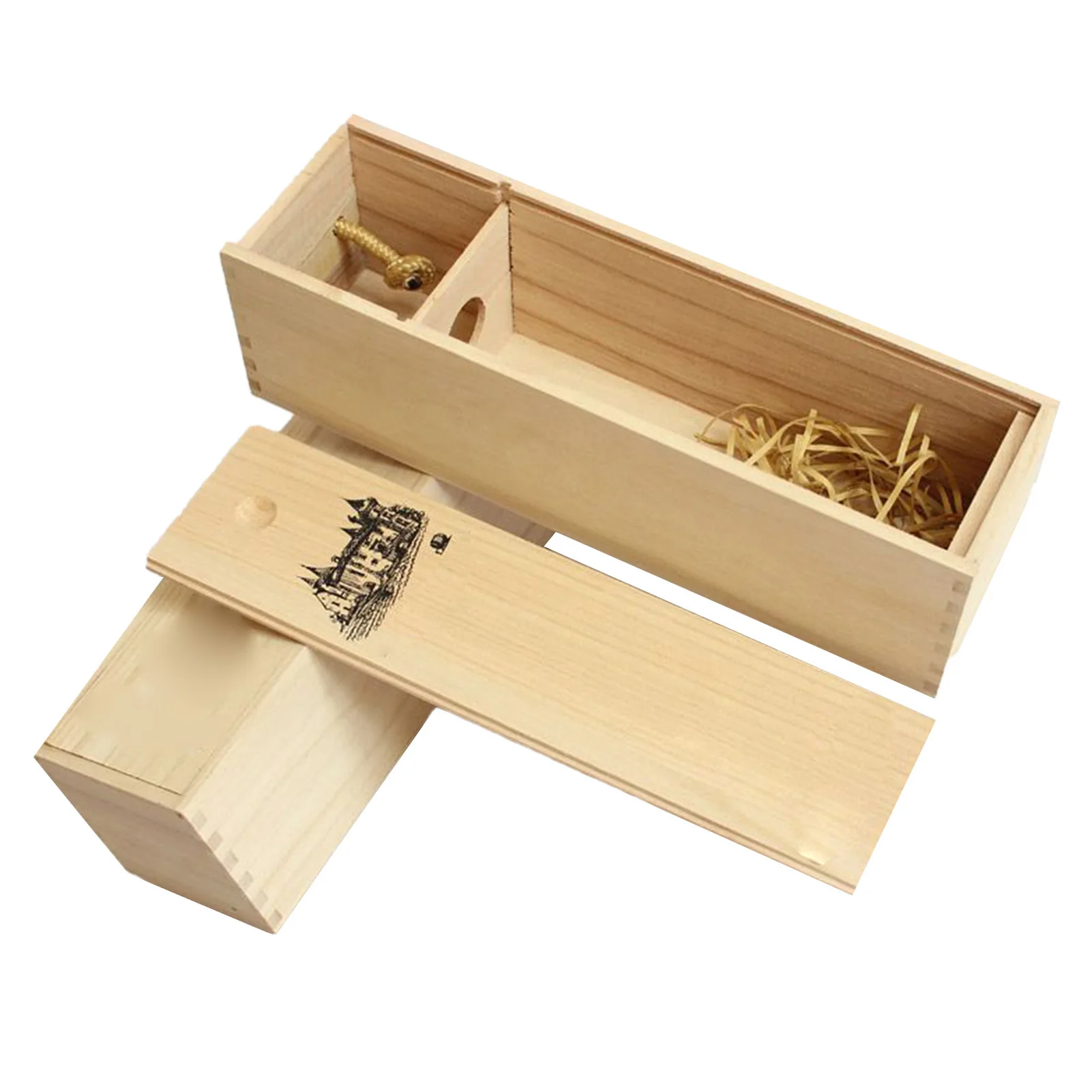 Single Bottle Wooden Wine Box with Lid Decorative Wood Grain Reusable Wine Storage Box Single Wine Bottle Box Holder
