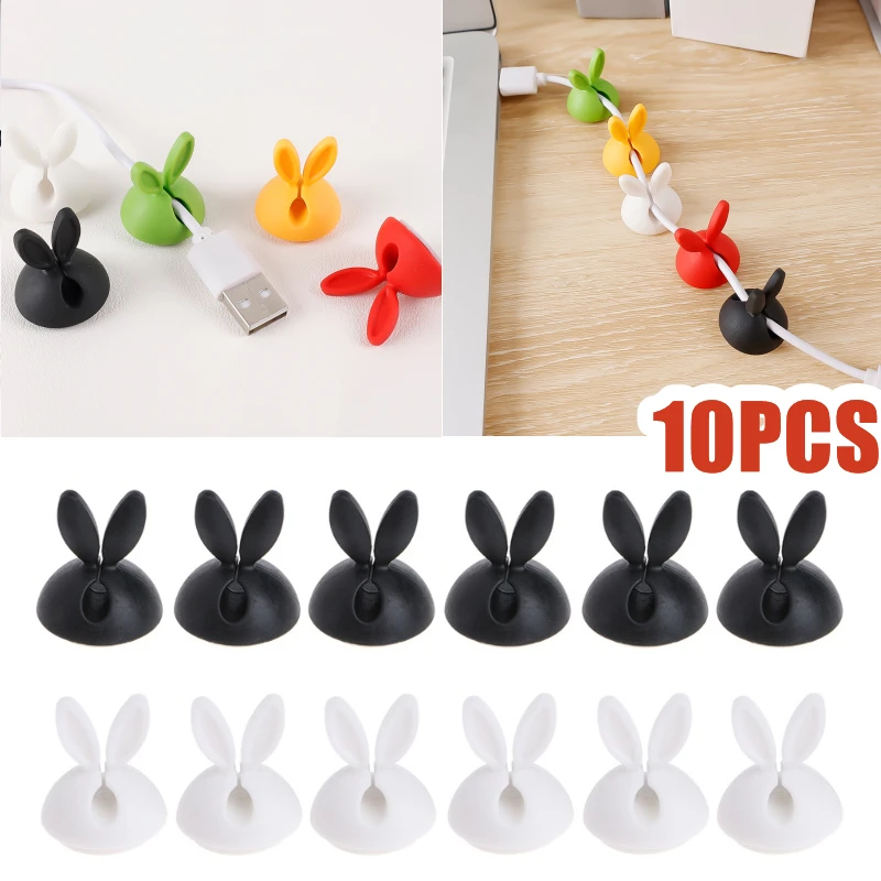 

10pcs Cute Design Cable Winder Lovely Rabbit Shaped Cable Wire Organizer Bobbin Clip Cable Cord Wrap Office Cables Holder NEW