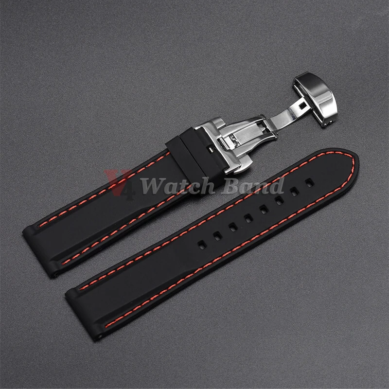 Universal Quick Release Silicone Strap with Butterfly Buckle - Sporty, Waterproof Watch Band for Men & Women, Available in Multiple Sizes