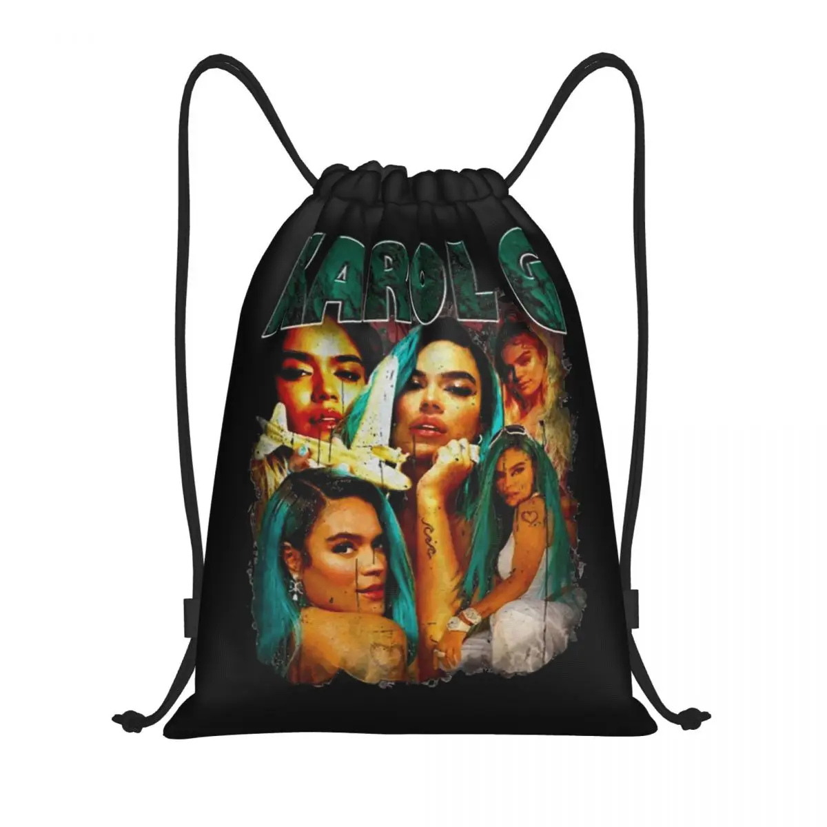 Mochila con cordón estilo vintage con diseño de corazón de Karol G Bichota, para gimnasio, deportes, bolsa de cuerdas para correr