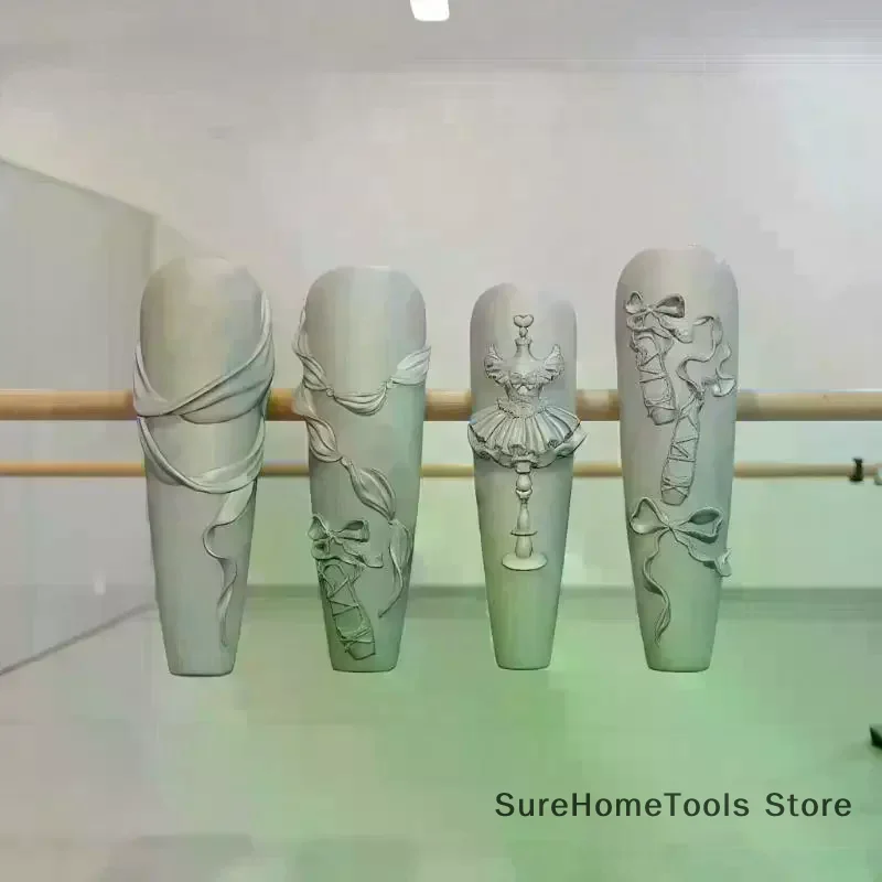 리본 보우 발레 슈즈 3D 실리콘 네일 아트 몰드 DIY 네일 아트 데코레이션 투명 조각 템플릿 매니큐어 디자인 도구