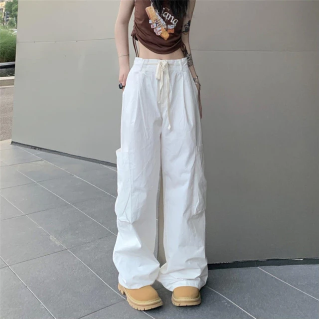 Women's Baggy Cargo Pants Drawstring Elastic Waist Pants for