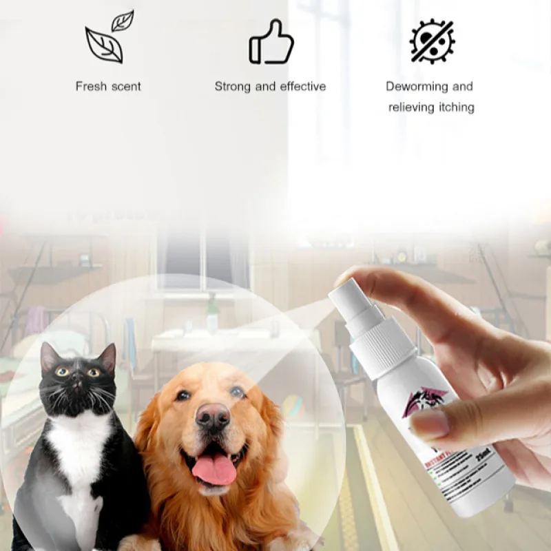Pet insect repellent spray Drive away fleas lice ticks Sterilization Relieve skin itching Suitable for deworming cats and dogs