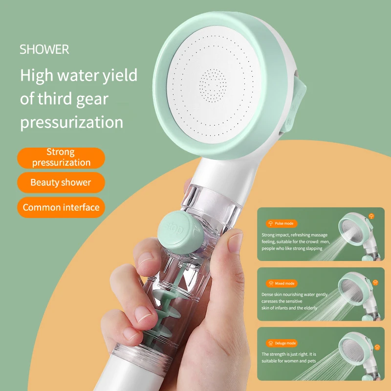 

3 Modes Water Saving Shower Head Adjustable High Pressure Shower One-key Stop Water Shower Nozzle for Bathroom Accessories