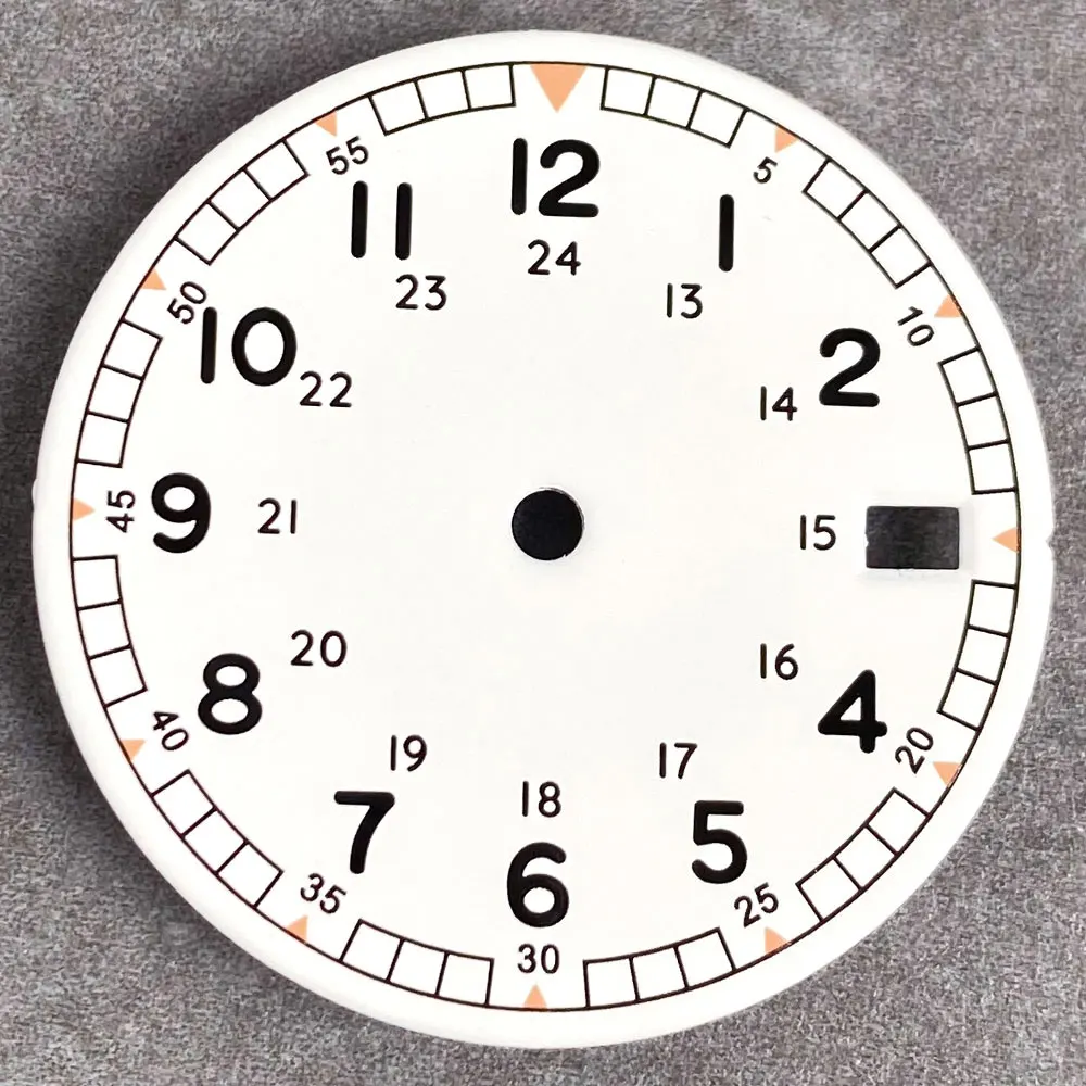 Vintage 29mm Black and White Field Watch Dial with Date Window and Hand Set