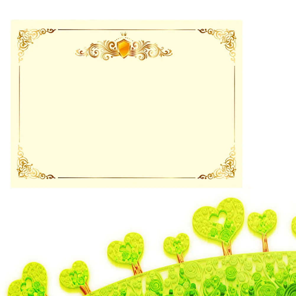 100Pcs 인증서 용지 A4 21x29cm 메탈릭 골드 테두리는 상, 졸업, 직원 인정, 교실에 적합합니다.