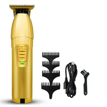 

Gold Mesh Metal Body Electric Hair Clipper Trimmer USB Charging Shave Bald Hair Clipper Electric T Type Sculpture