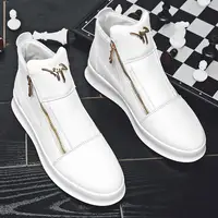 High Top Casual Shoes for Men Brand Ankle Boots Fashion White Men Skateboard Shoes Luxury Platform Sport Shoes Leather Men Boots