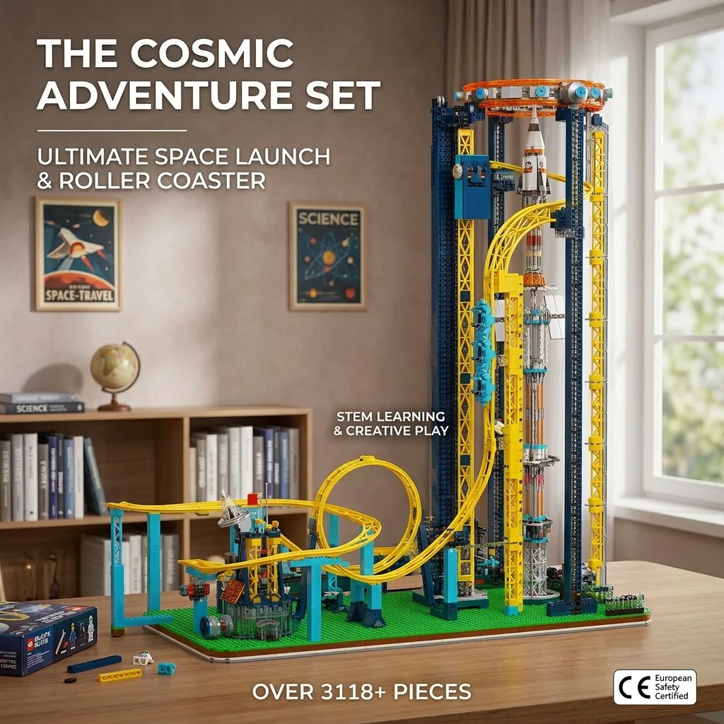 Mould King 11031 Technik-Vergnügungspark-Spielzeug Motorisierter Weltraum-Aufzug Bausteine Modellbausatz für Kinder und Erwachsene Geschenk