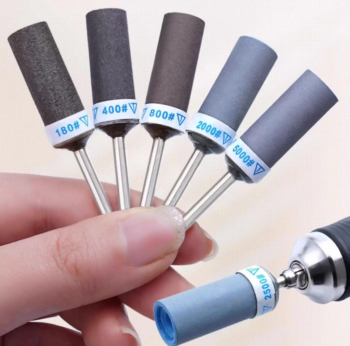 10개 실린더 샌드페이퍼 로드, 2.35mm 맨드렐 전동 연마 헤드, 광택 휠, 180에서 7000 그릿, 보석 공구