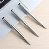 Metal Gel Pen Stainless Steel Push style Gel Pens 0.5mm Blue Black Ink Student School Stationery Supplies Silver Pen 5