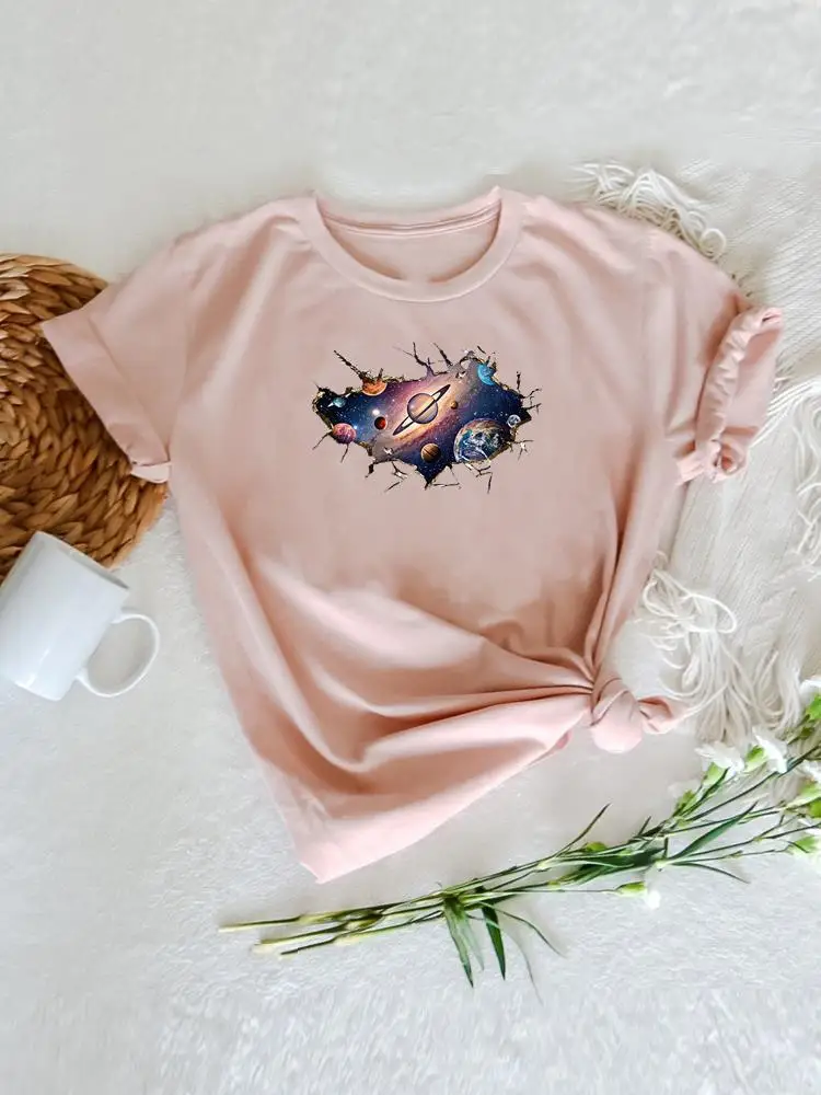 

Tee Print Cartoon Shirt Female Short Sleeve T Top T-shirts Women 3D Space Trend Cute Summer Graphic Fashion Clothing