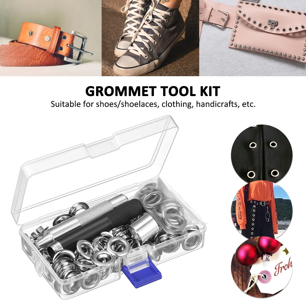 Grommet Tool Kit 100Set 1/2in Grommets Eyelets with Installation Tools & Storage Case for Clothes Curtain Bag Leather Crafts DIY