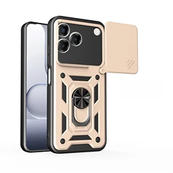 360° Rotating Magnetic Ring Holder Phone Case - Protective Cover with Nubia Design for ZTE Blade V80 Pro (Gold)