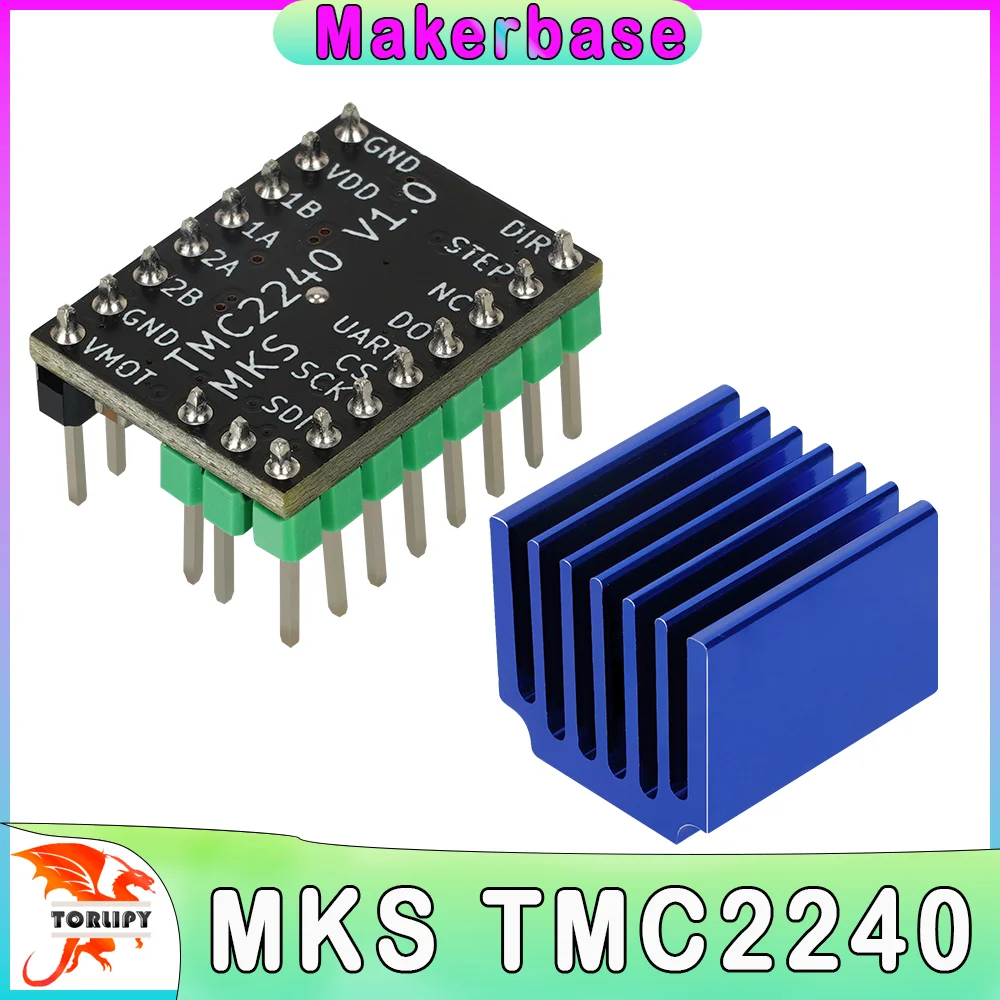 Makerbase MKS TMC2240 2.1A RMS 3A Peak 36VDC Bremsausgangsschutz Schritttreiber SPI-Modus Marlin Klipper 3D-Druckerteile