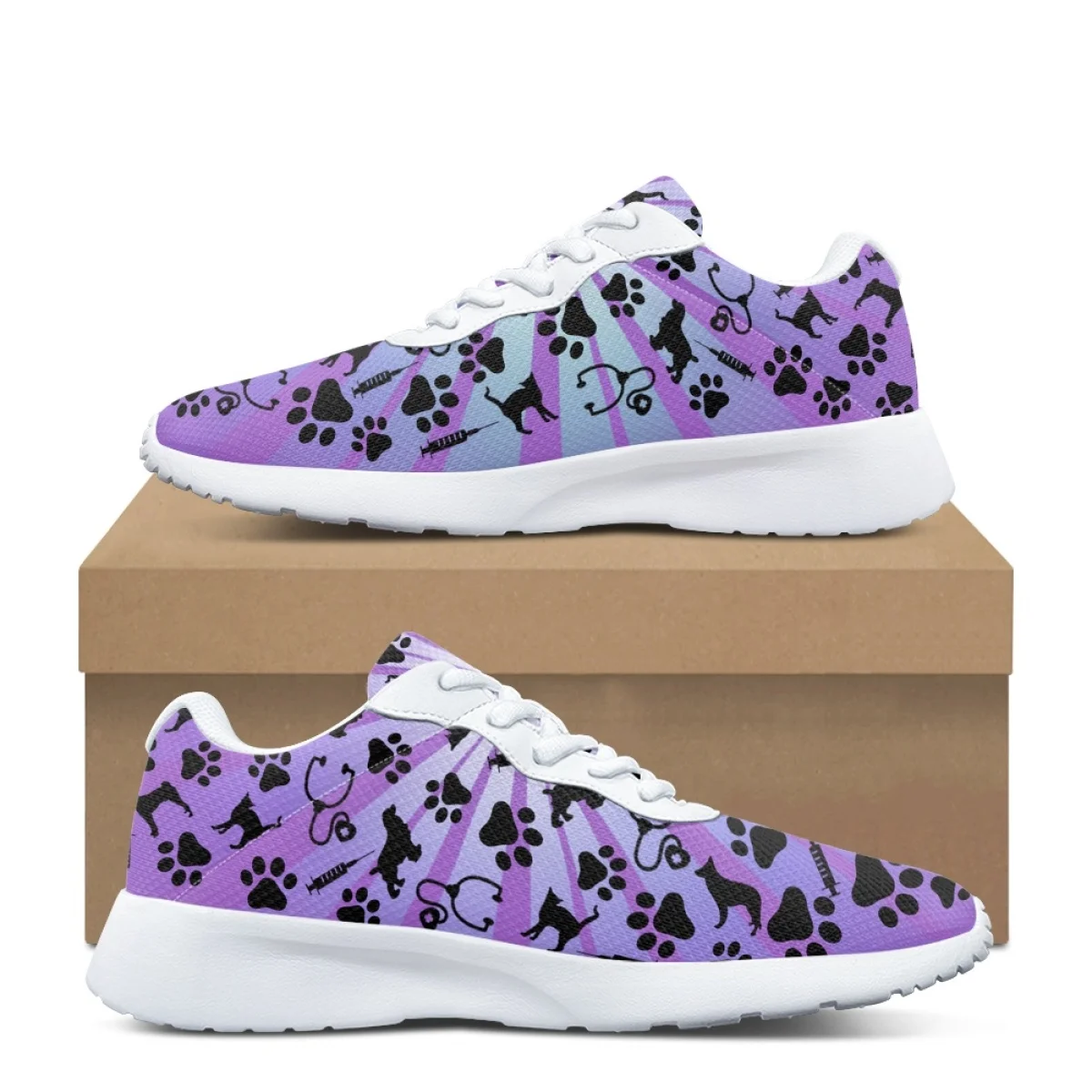 Pet Doctor Pattern Brand Design for Women Home Yoga Fitness Shoes Cozy Shock Absorbing Wear-Resistant Ladies Outdoor Sneakers