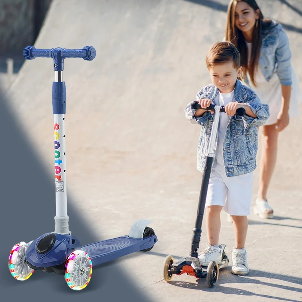 Children Scooter children scooter Children's 3-in-1 Baby Kickboard Can Slide Sit and Flash 3-Wheel Foldable Micro Scooter Boy Girl Ages 2-6