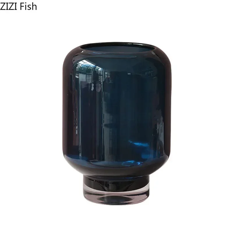 Deep Blue/black Glass Vase Minimalism Floral Vases Desk Decoration Flower Arrangement Hydroponics Flower Pots Modern Home Decor 6