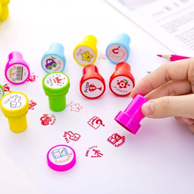 10pcs/set Self Inking Comment Stamp for Kindergarten Primary School Teachers Kids Performance Reviews Stamp DIY Decorative Stamp 1