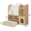 Kids Bookshelf, Toy Storage Organizer with 5 Storage Cubbies and Large Drawer, Bookcase Display Stand, Kids Bookshelf 3