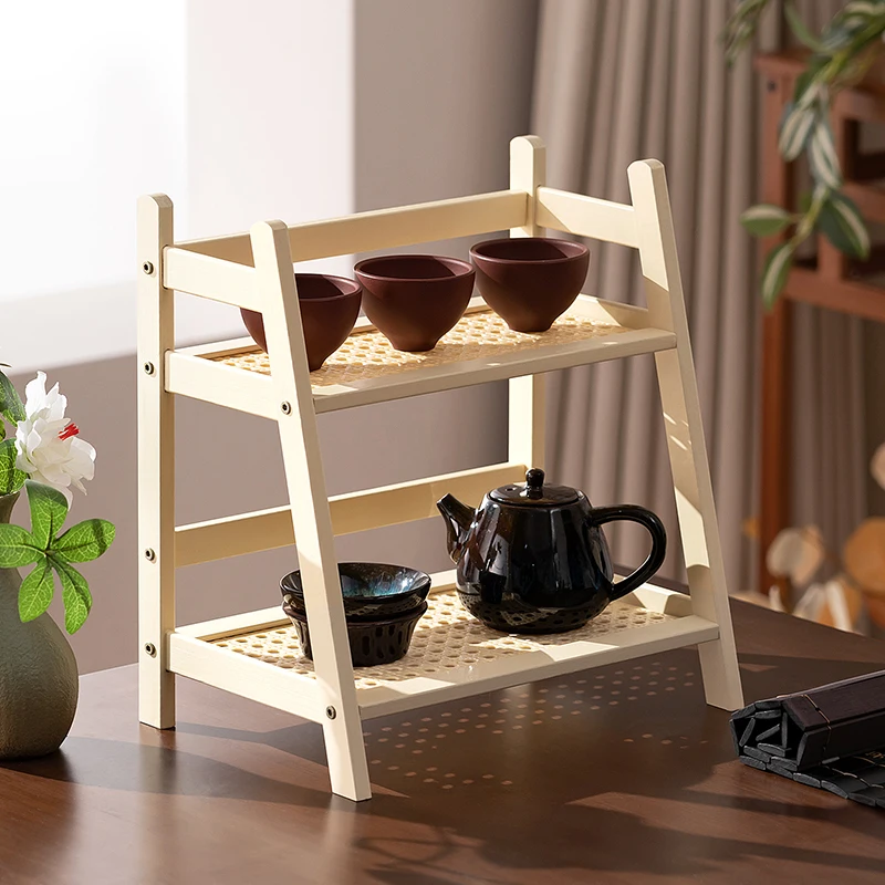 2 Layer Bamboo Wood Storage Rack for Kitchen Spice Caddy Shelf Desktop Cabinet Organizer Display Rack Coffee Bar Counter Shelf 3