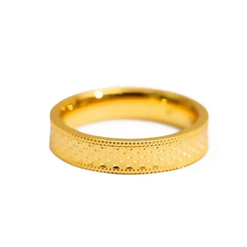 

Solid 999 24K Yellow Gold Ring Fashion Women Shiny Wedding Band Ring 1pcs