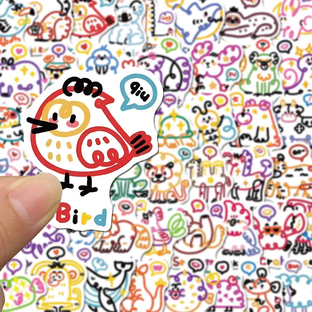 

10/50/100pcsDIY Children's Enlightenment Animal Hand-painted Stickers Skateboard Guitar Laptop Stickers Children's Toy Stickers