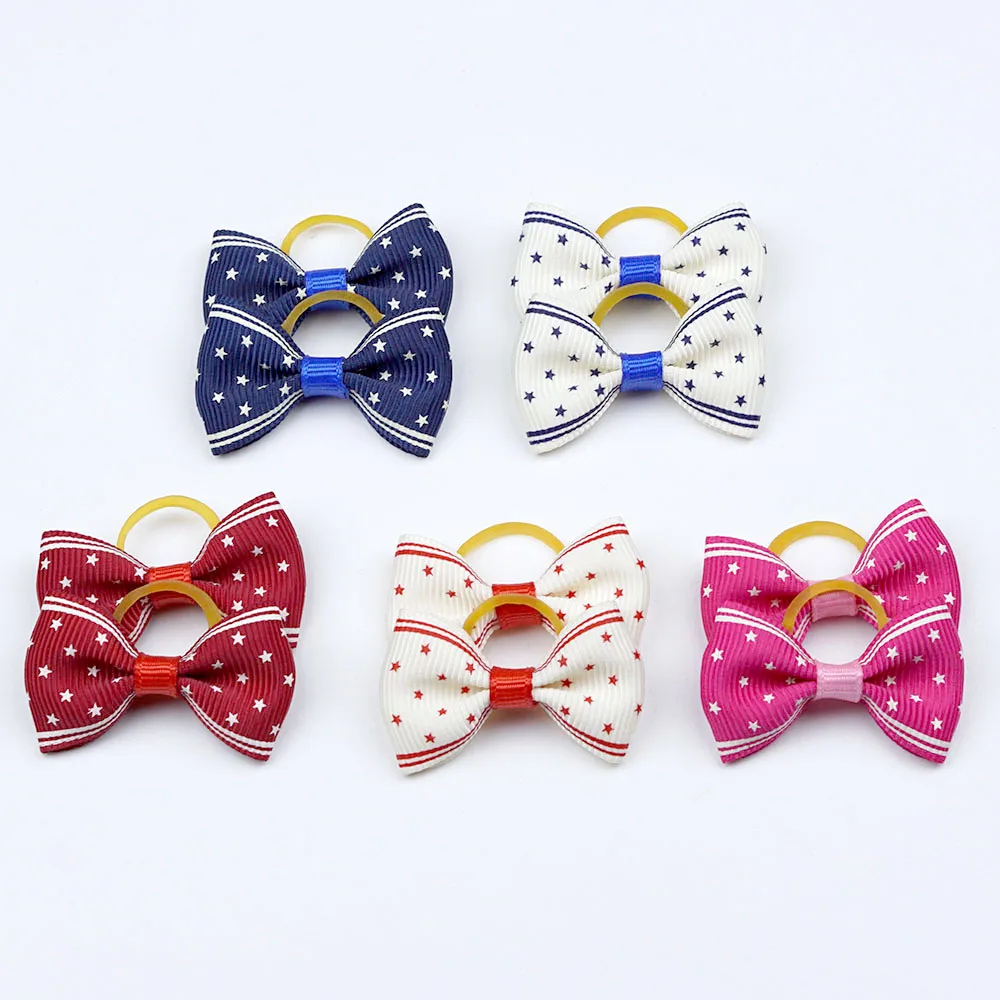 5 Pairs Small Dog Ribbon Bow Elastic Rubber Band Puppy Hair Accessories 15 Types Dog Hair Clip Cute Hairpin For Dog Cat Hair Bow