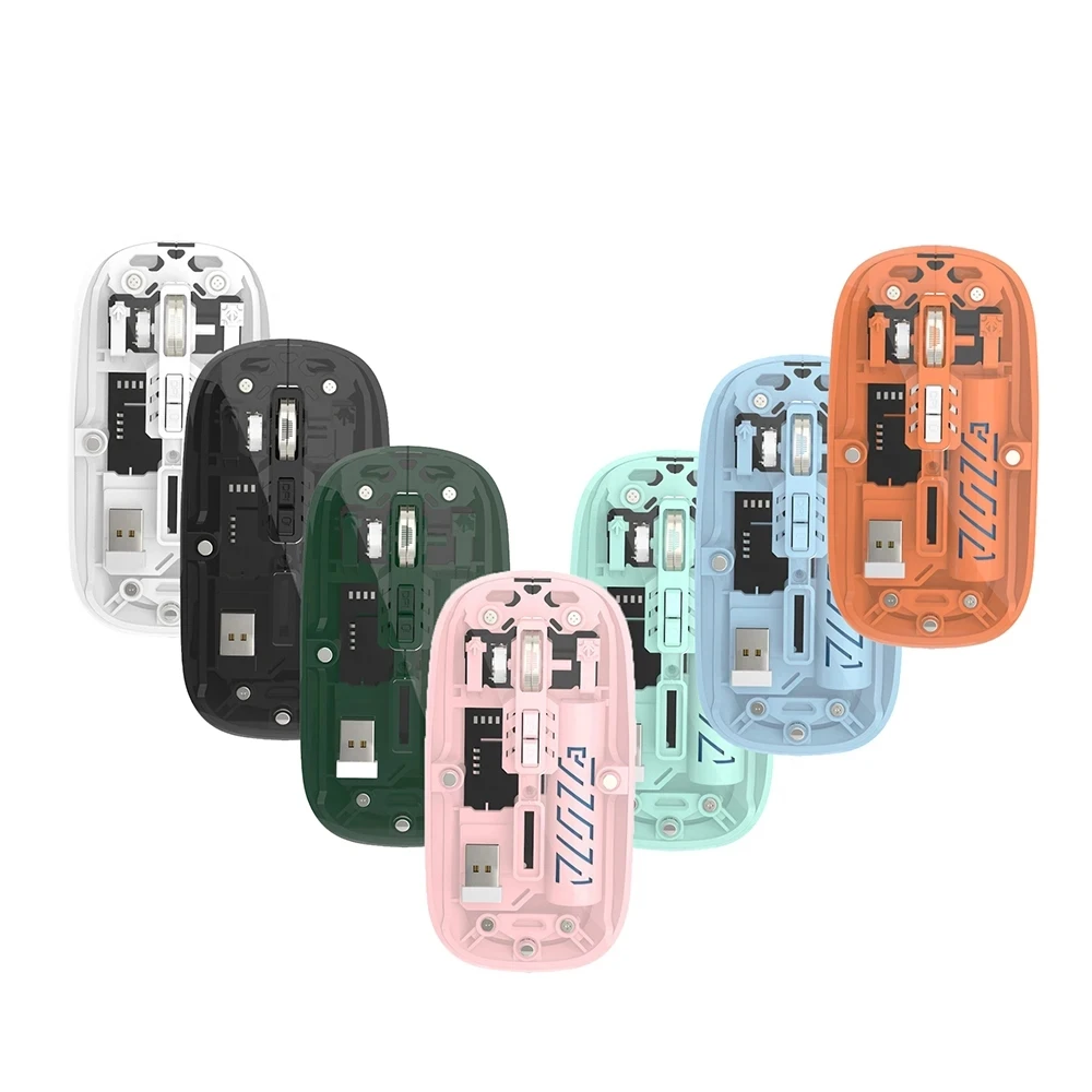 

Portable Wireless Mouse with 2.4G USB Receiver Transparent Bluetooth Slim Compact Rechargeable Silent Computer Mice for Office