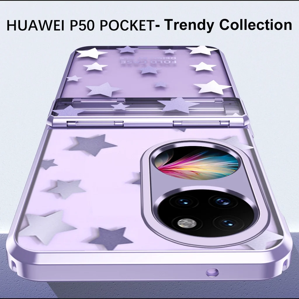 Luxury Gradient Glitter Star Phone Case For Huawei P50 Pocket 5G Transparent Soft Back Cover For Huawei Pocket S 5G