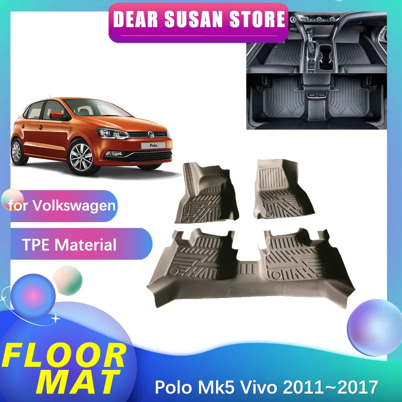 

Car Floor Mat for Volkswagen VW Polo Mk5 Vivo 2011~2017 2012 Part Foot Panel TPE Liner Carpet Pad Custom Cover Rug Accessories