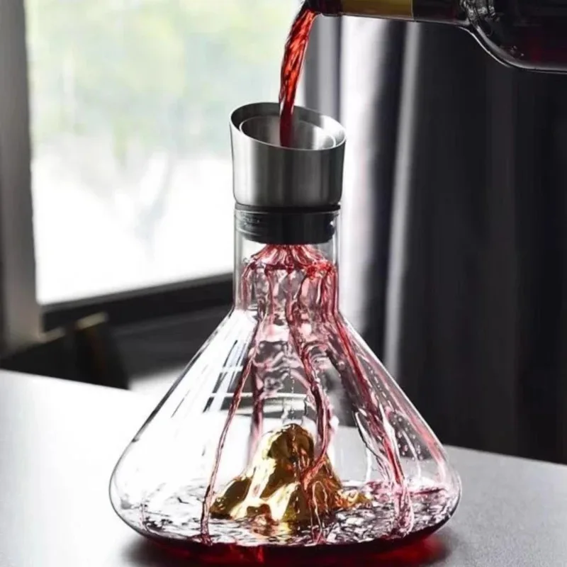 1500ML Iceberg Whisky Wine Decanter Handmade Lead-free Crystal Wine Pourer Carafe Thickened Dispenser Pot Bar Accessories