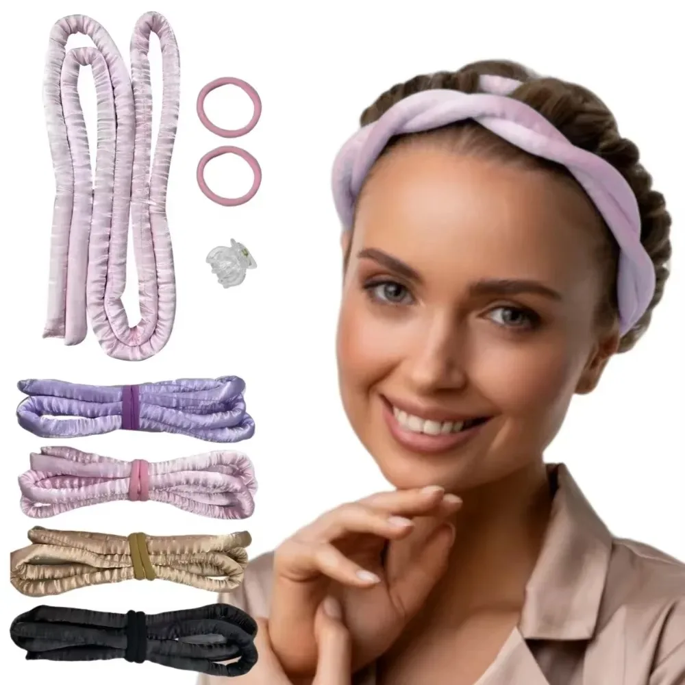 Heatless Hair Rollers Head Band No Heat Silk Curls Ribbon Wave Rod Sleeping Soft Headband Lazy Hair Curlers Styling Tools