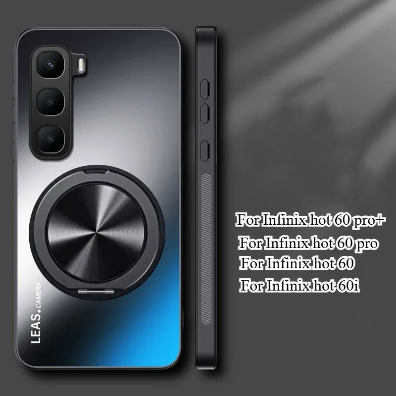 Frosted Magnetic Ring Holder Case with Matte Bumper and Camera Protective Cover