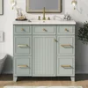 Bathroom Organizers, 36" Bathroom Vanity With Sink, Modern Green Bathroom Vanity With 3 Drawers & Cabinet, Bathroom Cabinet With 1