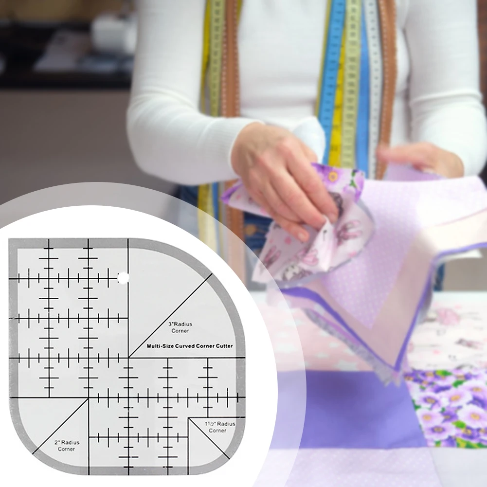 미끄럼 방지 곡선 코너 커터 자 아크릴 DIY 공예 패치워크 재봉 템플릿 퀼팅 액세서리 다기능 자