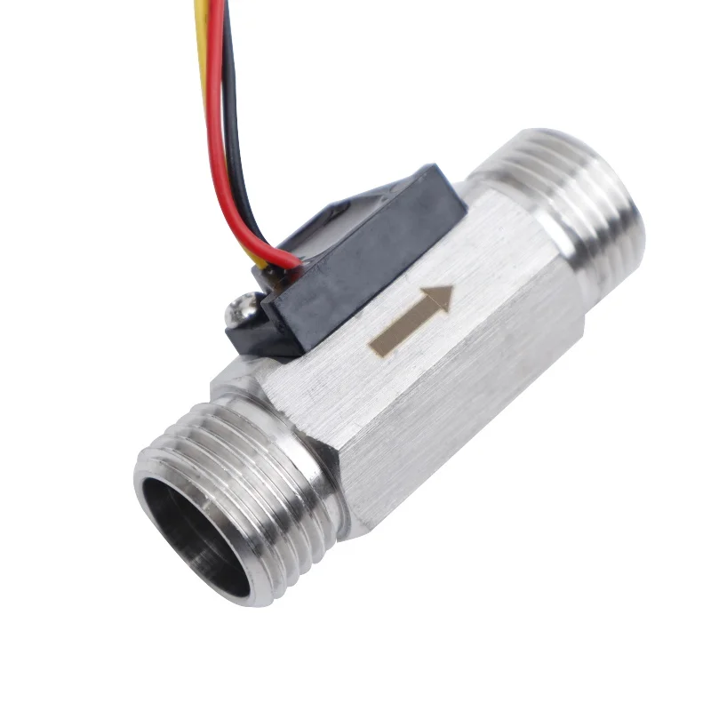 Stainless Steel G1/2" Liquid Water Hall Effect Water Flow Sensor Meter 60MM Pulse Flow Sensor for Heater Pump Meter