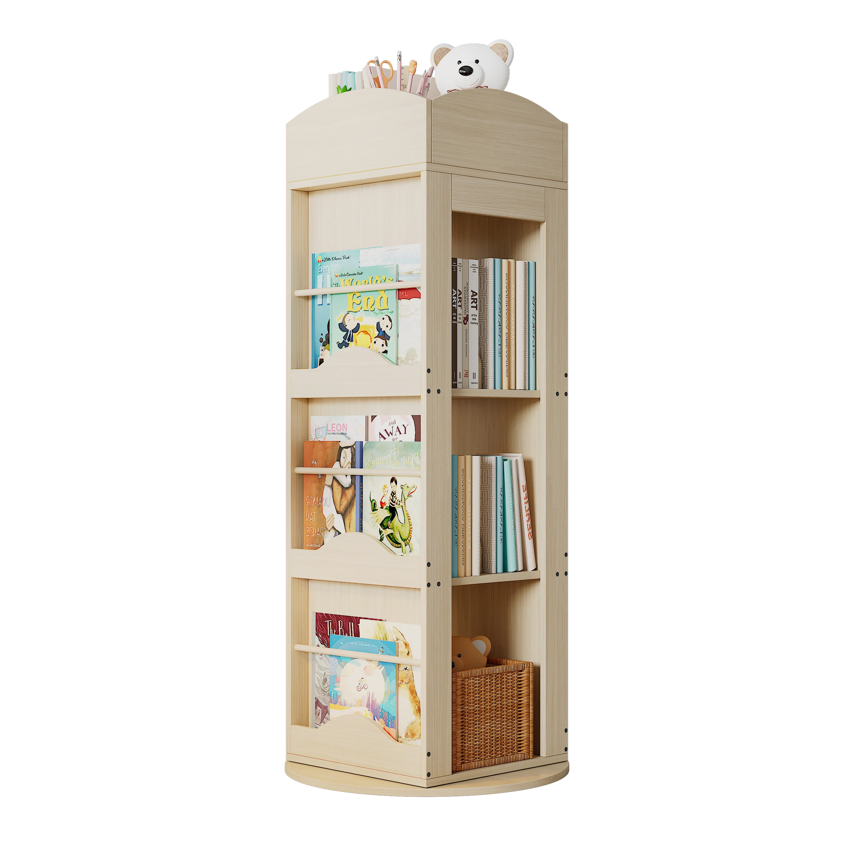 Drehbares Bücherregal, freistehendes Regal, Bilderbuchregal mit 360-Grad-Drehfunktion, Aufbewahrungsregal für Kinder und Erwachsene – Detail 11