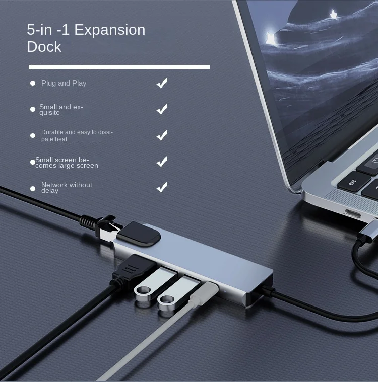 Coolcirc 5 In 1 Type C USB HUB HDTV USB 3.0 2.0 Adapter Docking Station Multi-po