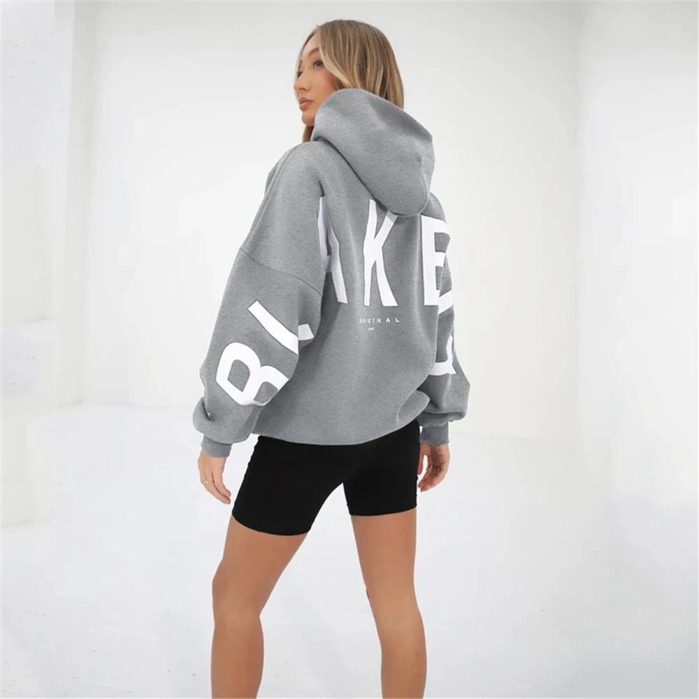TrendWomen'S Long Sleeve Loose Hooded Sweater, Fashion Print, Thickened, Versatile, Autumn And Winter, 2024