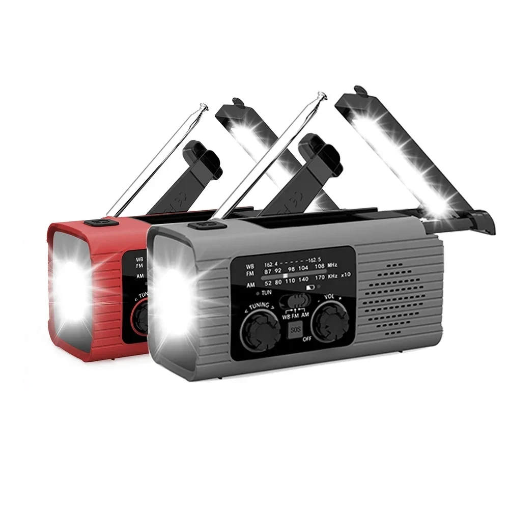 4000 mAh LED Emergency Lights USB Emergency Light with SOS Radio Outdoor Camping Solar Charging Radios Portable Lamps led light portable flashlight emergency light portable emergency radio