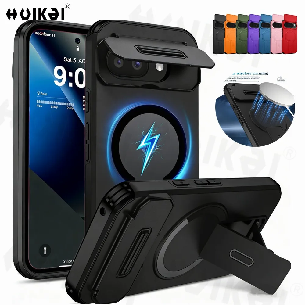 Sliding Camera Case with Kickstand and Magnetic Shockproof Bumper - Protective Heavy Cover
