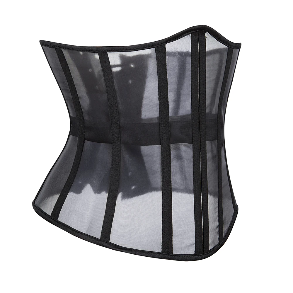 Women's Vintage Sheer Mesh Lace Up Plastic Bones Underbust Corset Gothic Bustier Waist Cincher Body Shaper body shaper corset bustier top waist corset lace lingerie lace corset lace lingerie set